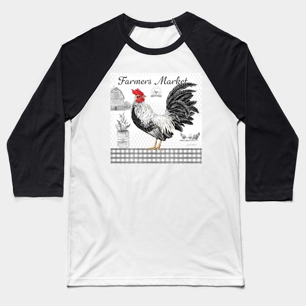 Plaid Country Rooster B Baseball T-Shirt by Jean Plout Designs